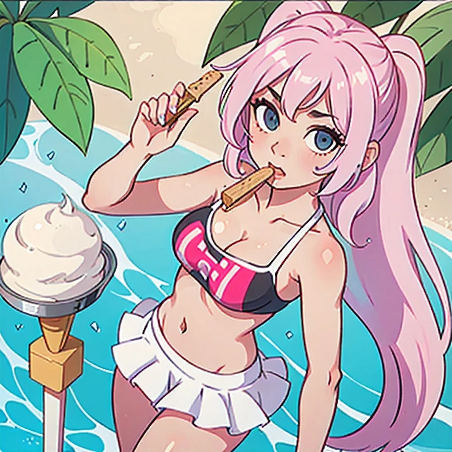 girl in a bikini eating an ice cream cone, eating ice cream, in a bikini, angela white, giorgia meloni, katy perry, in bikini, eating ice - cream, wearing spandex bikini, ice cream on the side, bikini, ice cream, wearing a bikini, candid photo of dirty, shiny plastic bikini, candid shot, cone, 1 girl, solo，in a green dress standing by a wall,portrait of female idol