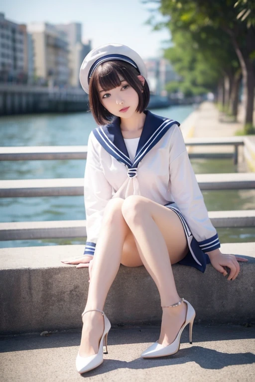 Bob Hair、Sailor suit、sexy、High heels、Beauty、Beautiful feet