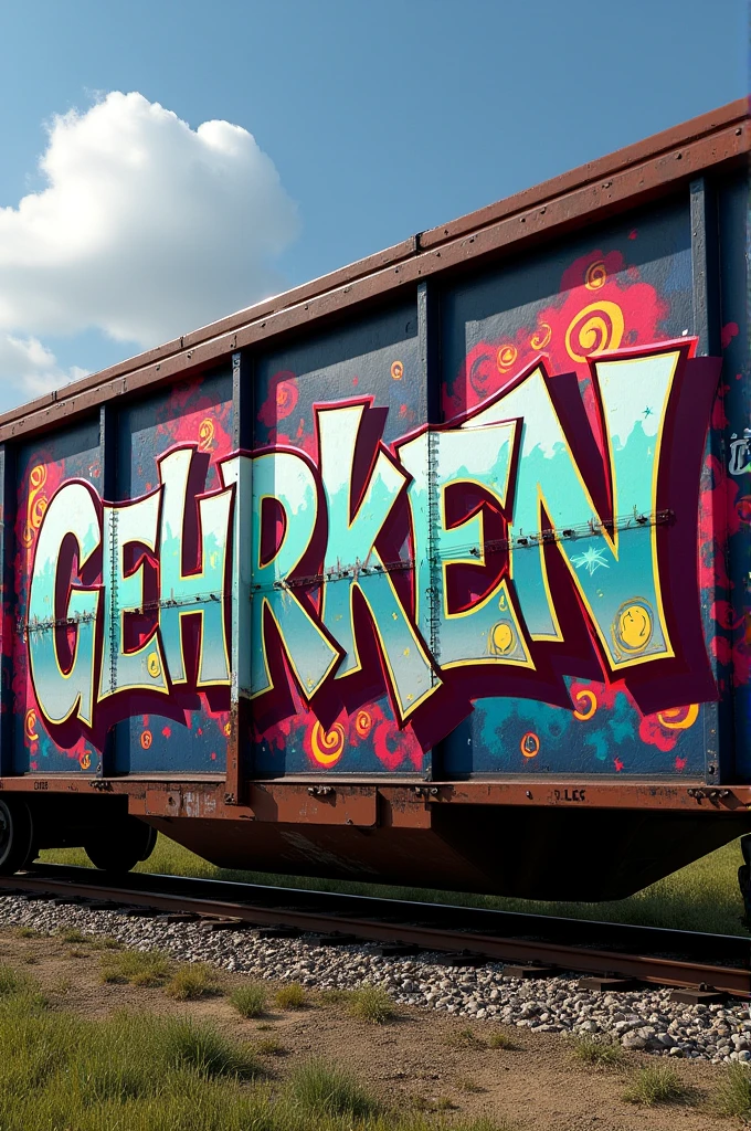 Gehrken family as graffiti lettering on a freight train