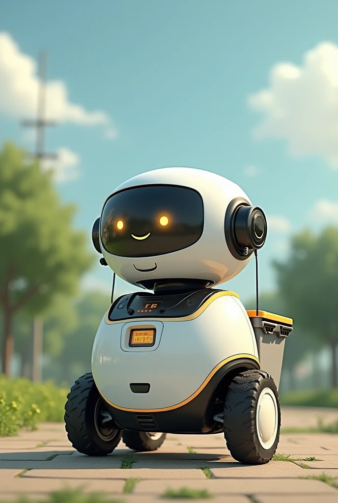 Robot Name: TrashBot

Design:

TrashBot is a small, friendly robot designed to help clean up trash and keep the environment clean. It has a round body, with wheels at the bottom so it can move smoothly on different surfaces. On its top, TrashBot has a small screen that shows a smiling face, making it look approachable and kind. It has extendable arms with claws to pick up trash, and a large container on its back where it stores the trash it collects. Solar panels on its back allow TrashBot to recharge using sunlight, making it eco-friendly.