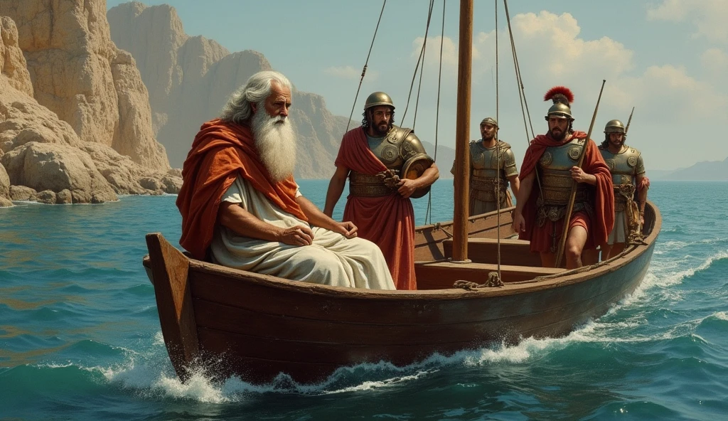 John being taken to the island of Patmos with the Romans