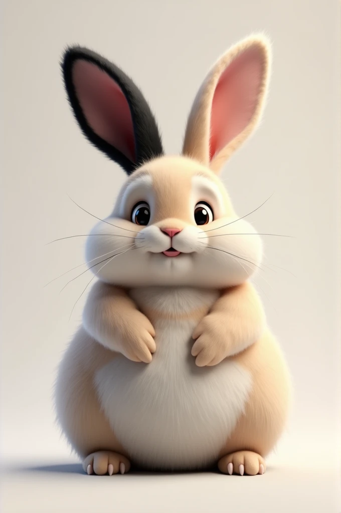 One ear is black、Chubby、Rabbit、Real