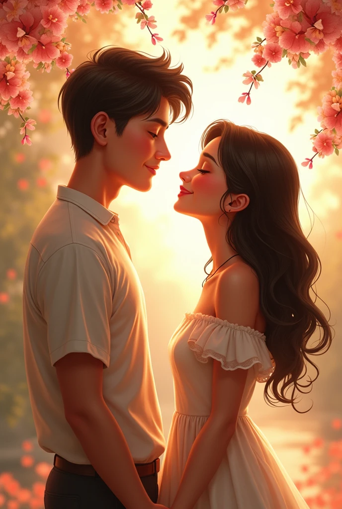 A beautiful girl holding a handsome boy hand and a written on top girl name is saliha and boy name is talha