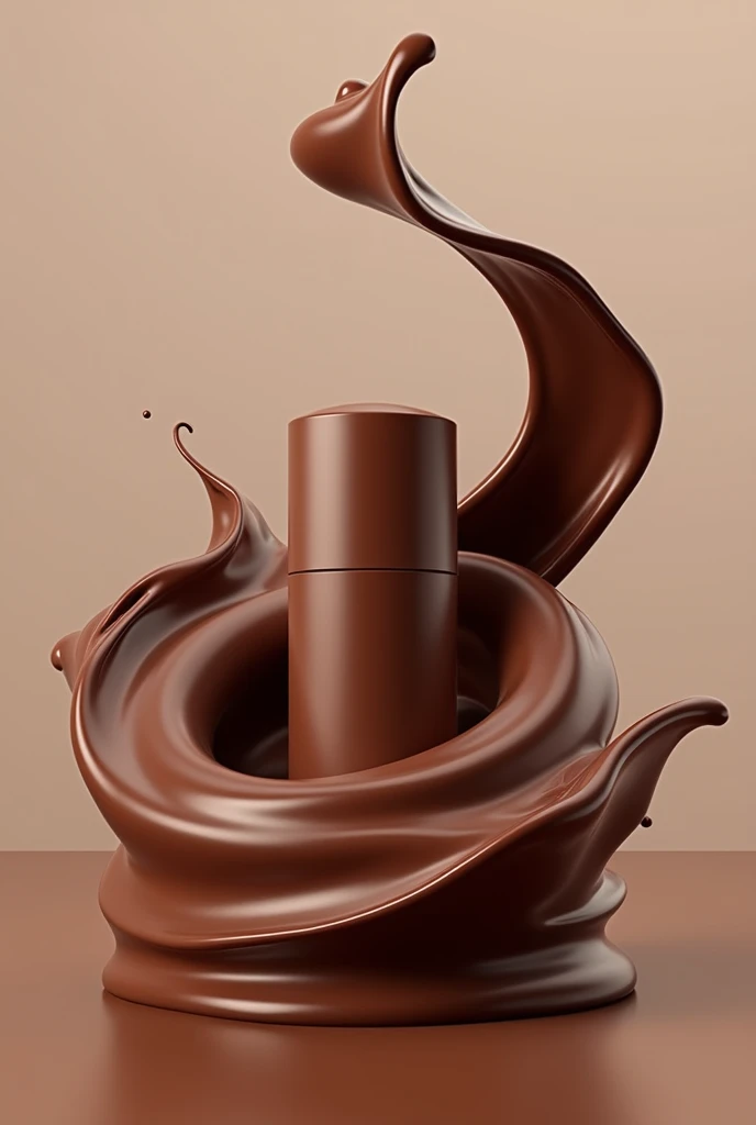 some chocolate liquid waves around the deo
bottle