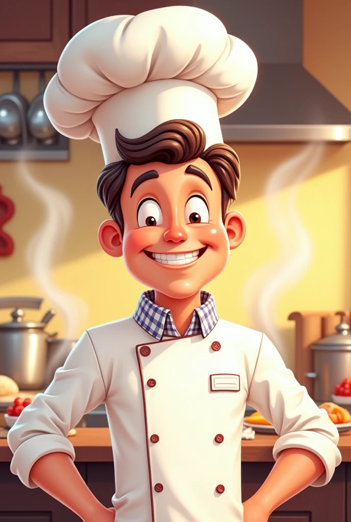 one man with chef uniform, cartoon 