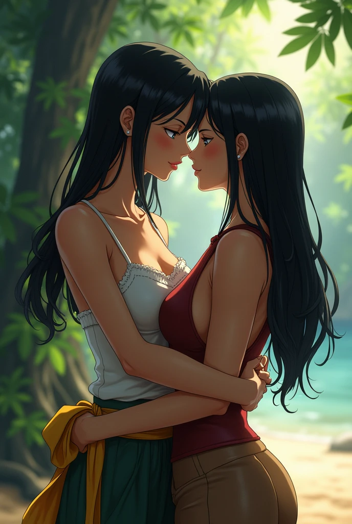 Nico Robin and Nami kissing