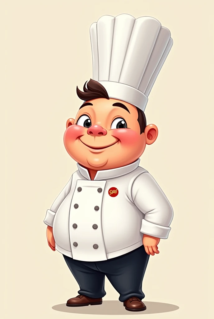 one man with chef uniform, cartoon logo