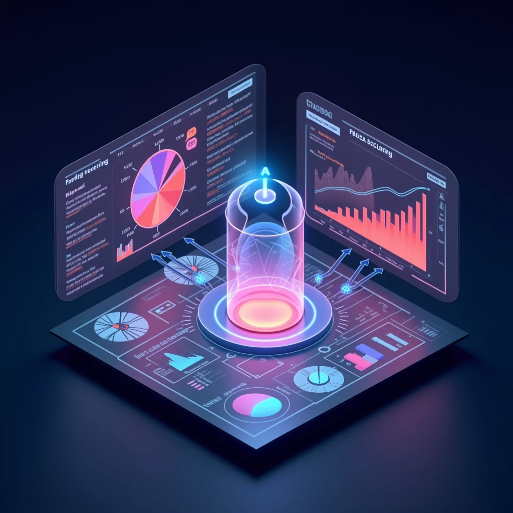 (ultra-detailed detailed), (extremely detailed CG unity 16k), (precise illustrations), prerendered isometric graphics, An isometric angle is 120 degrees, transparent expression, best on adobe stock, data visualization, abstract art representing data, on a dark background.