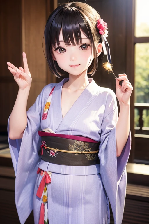 firework, Yukata, Flat Chest