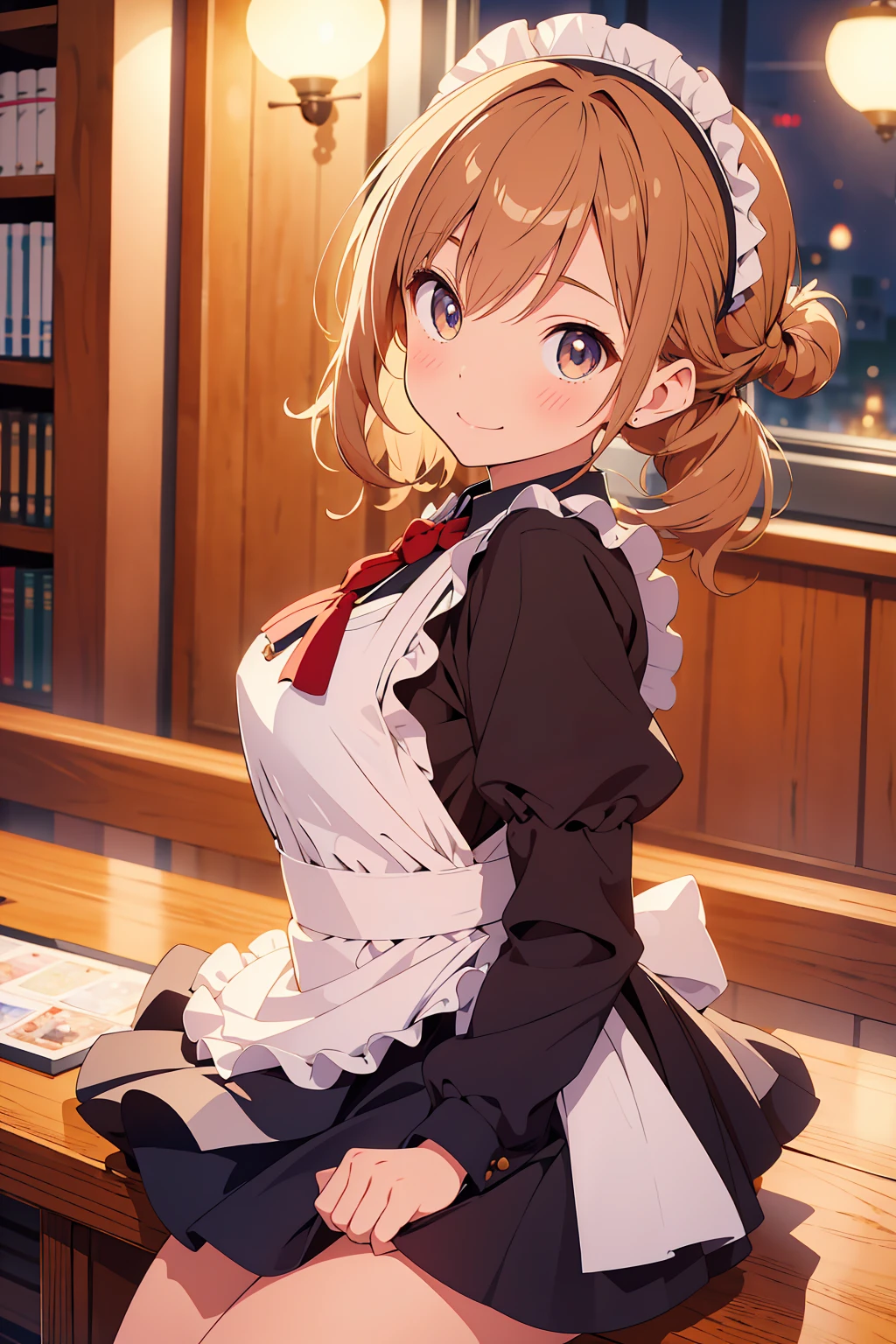 (Highest quality,Tabletop:1.2),(Anime Style,Comic Core:1.1),One Girl,Cute Style,Adorable,Highly detailed eyes,Highly detailed face,Very fine hair,About Hipdar,8k,solve,maid,maid服,mini skirt,squat,