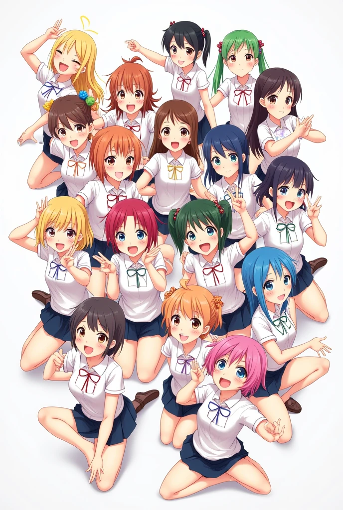 13 girl people anime pose