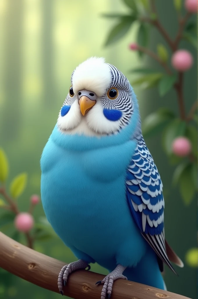 Parakeet、cute、body is blue、The neck is white、