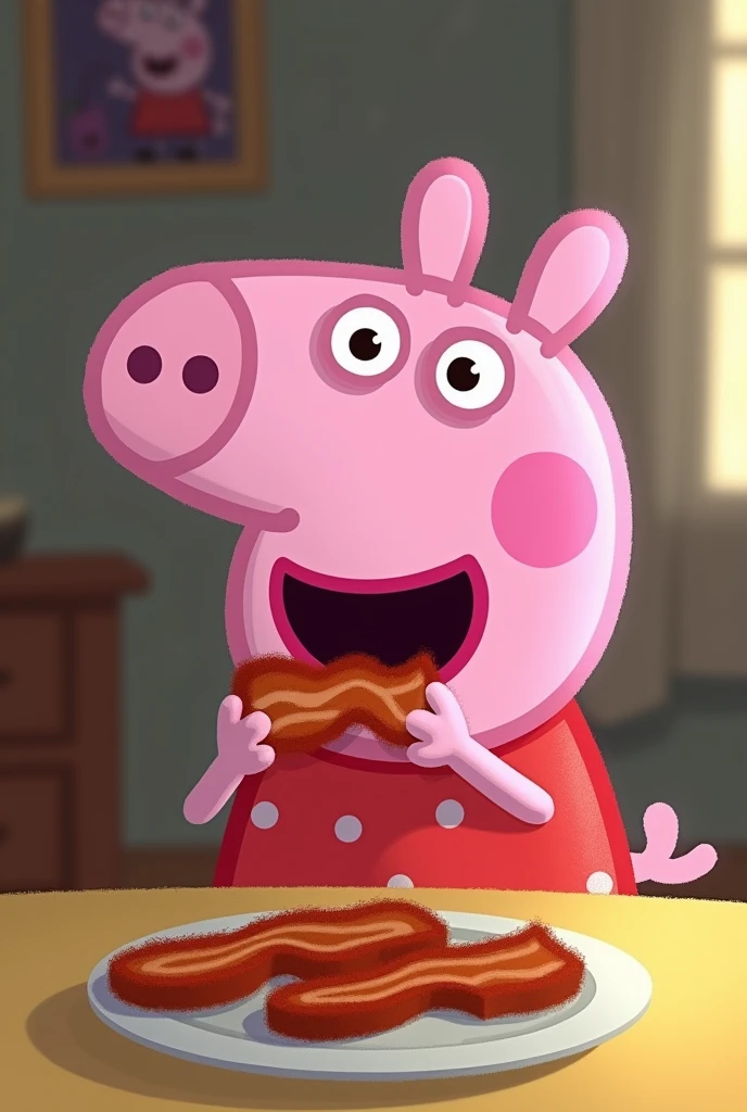 peppa pig eating bacon