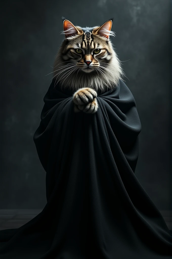 Cat Holding Black Cloth