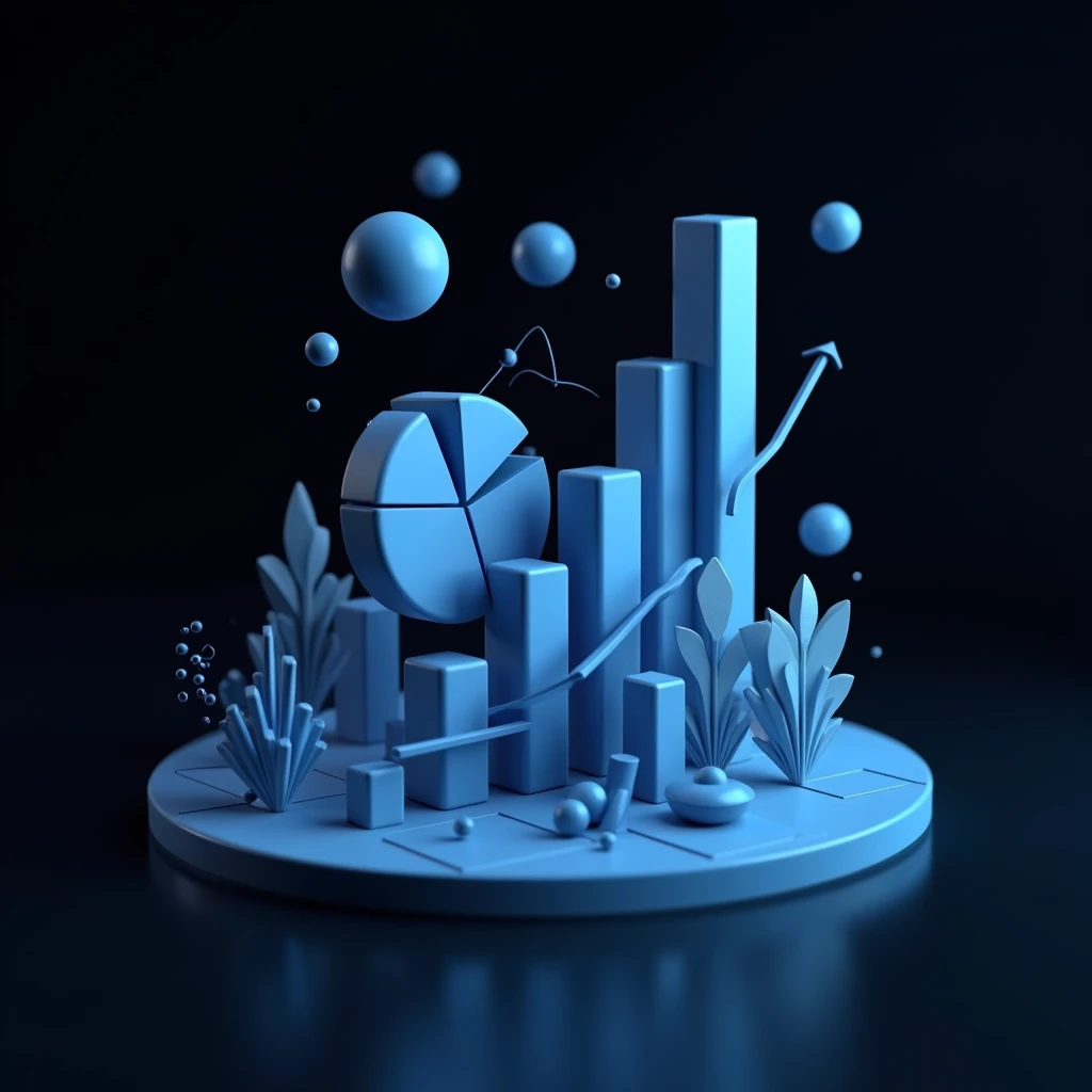 (ultra-detailed detailed),
(extremely detailed CG unity 16k),
(precise illustrations),
3d abstract render overlayed,
cool 3d visualisation,
depicted as a 3d render,
data visualization,
abstract art representing data,
bar graph,
pie chart,
(black background),
(blue theme).