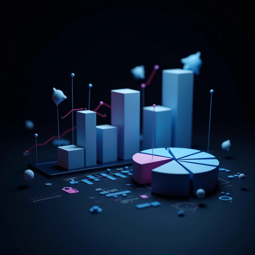 (ultra-detailed detailed),
(extremely detailed CG unity 16k),
(precise illustrations),
3d abstract render overlayed,
cool 3d visualisation,
depicted as a 3d render,
data visualization,
abstract art representing data,
bar graph,
pie chart,
(black background),
(blue theme).