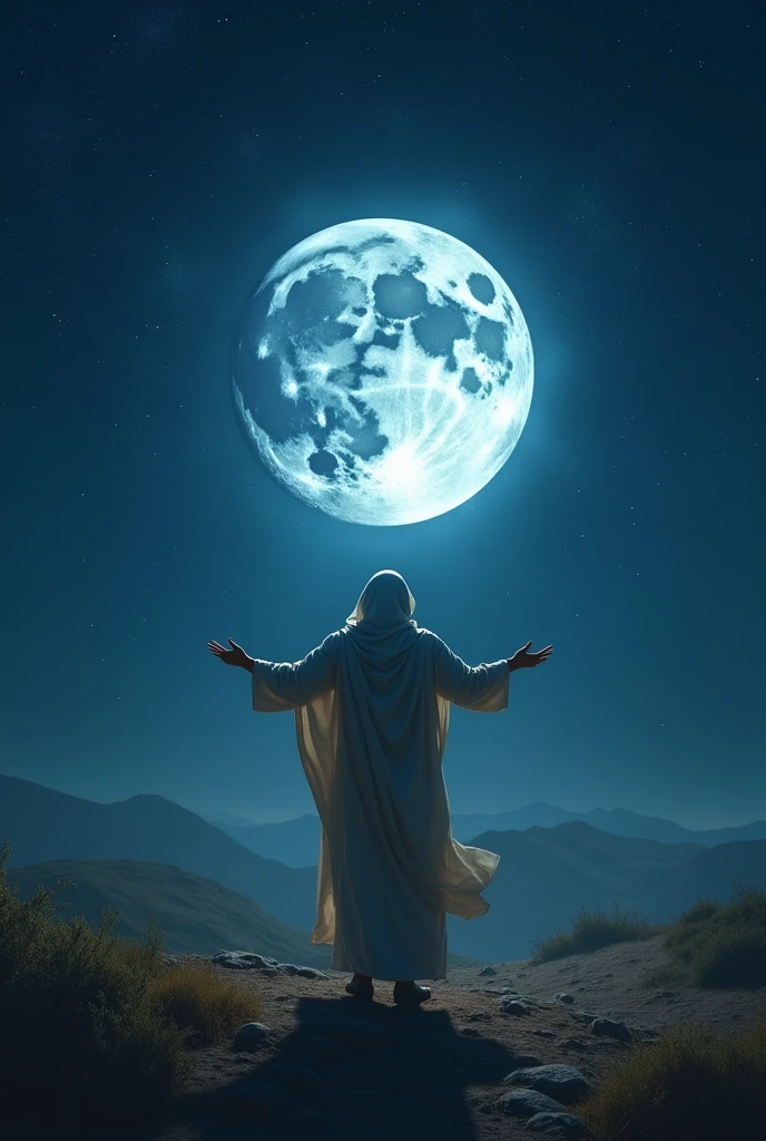 Prophet Muhammad (SA) is splitting the moon. The moon has been divided by Prophet Muhammad (SA).