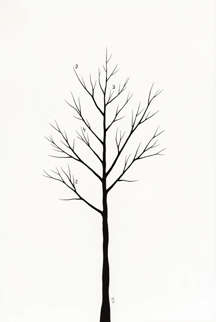 I would like a model where there are only the outlines of a tree to draw, with numbers written on them, each corresponding to a shade or tone. Il s'agit de faire comme le fait la marque "art number".