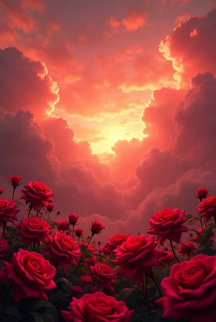 Sky with red roses