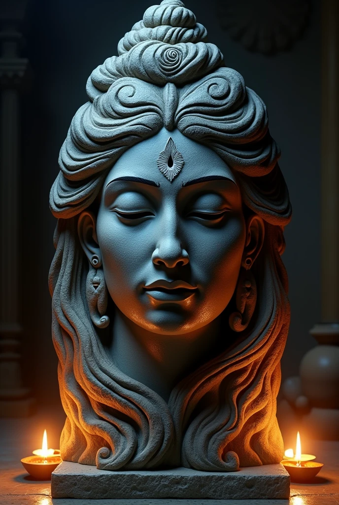 A shivaling on which eyes nose and lips are made ( Shivling is the surface on which face is made)
