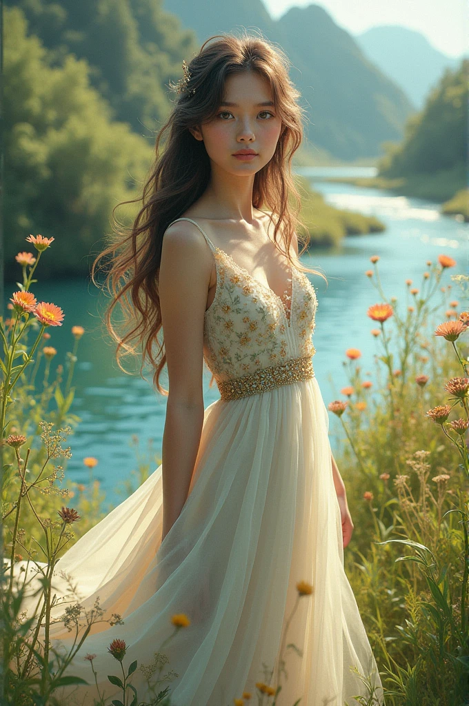 Beautiful girl in nature dress