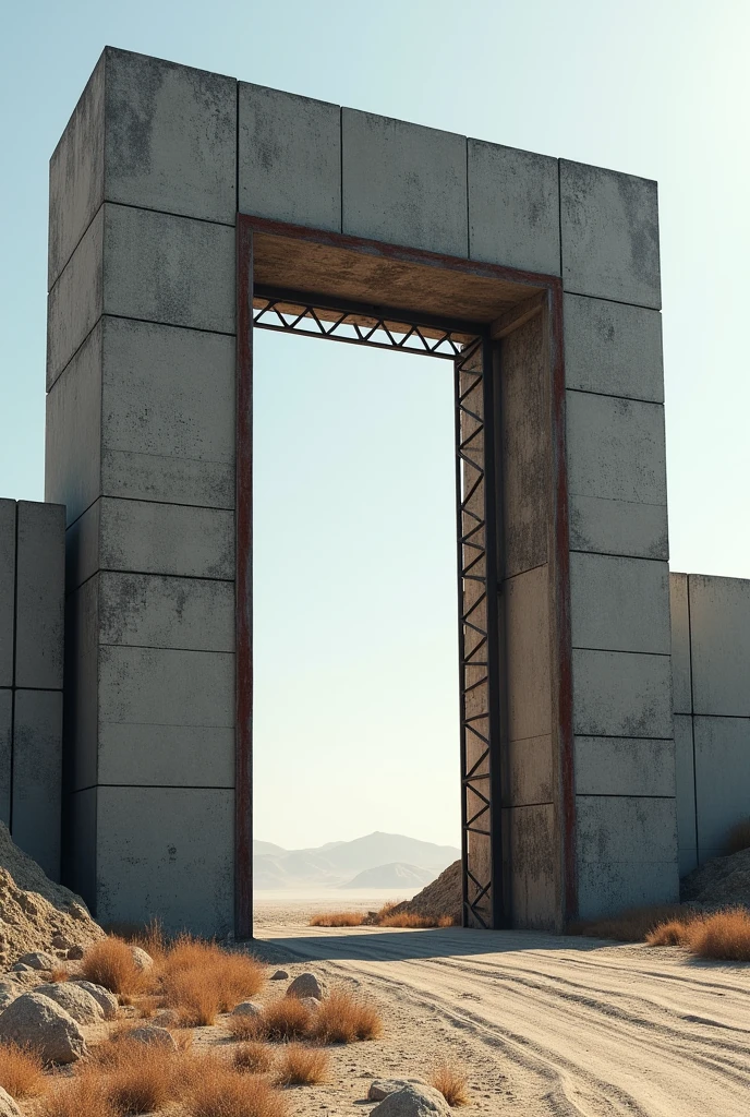Gate made of hollow blocks surrounded by metal
