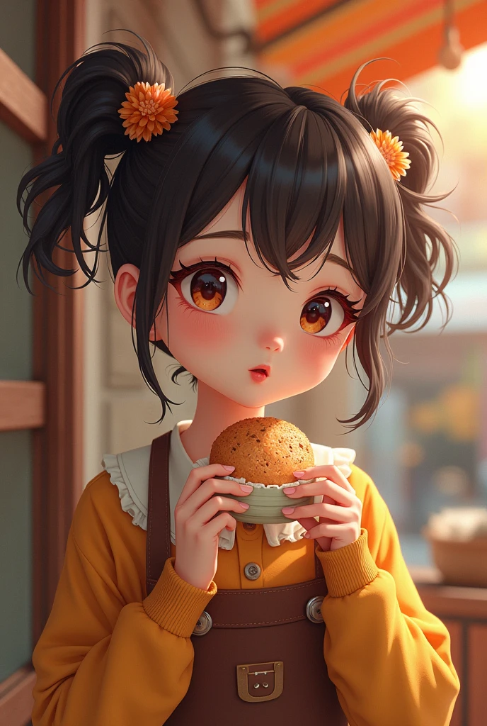 Cute girl, subculture girl who seems to like cinnamon, twin tails