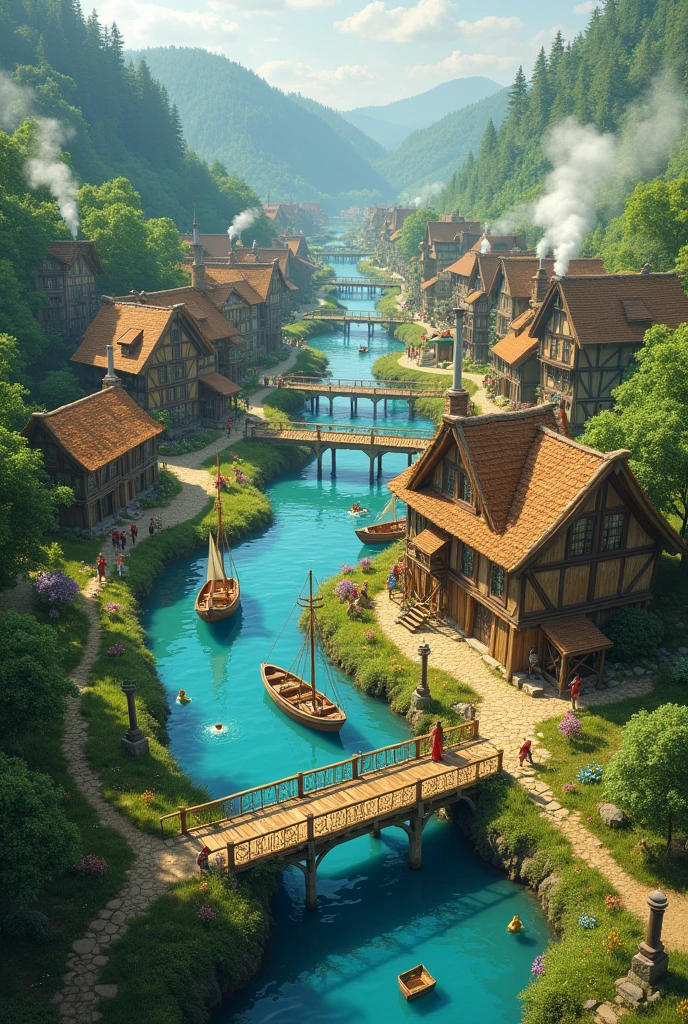 Village between two rivers 
