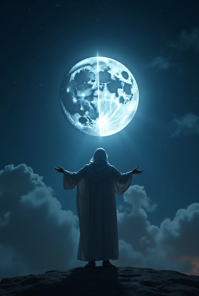 Prophet Muhammad split the moon. The moon has been divided from the center by Prophet Muhammad.