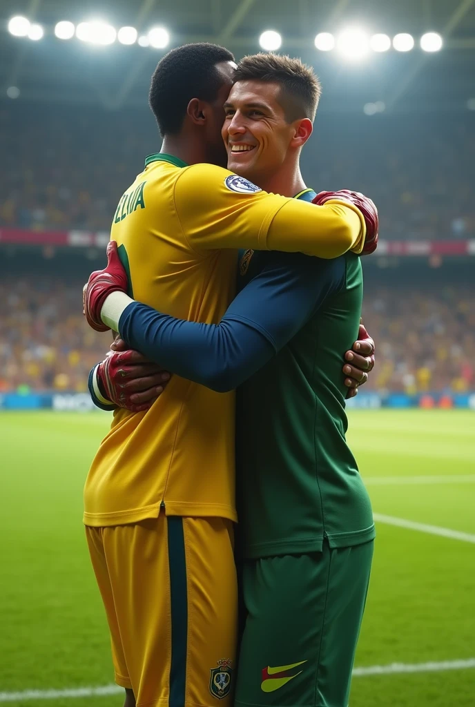 Pelé hugging Courtois