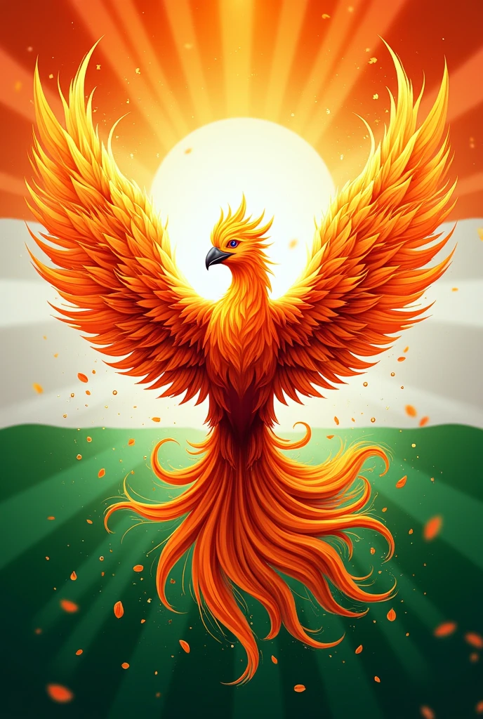 Indian Independence Day make a poster with company name flame to fame with the phoenix logo