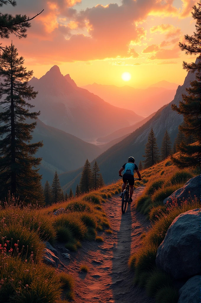 Sunset on a mountain bike