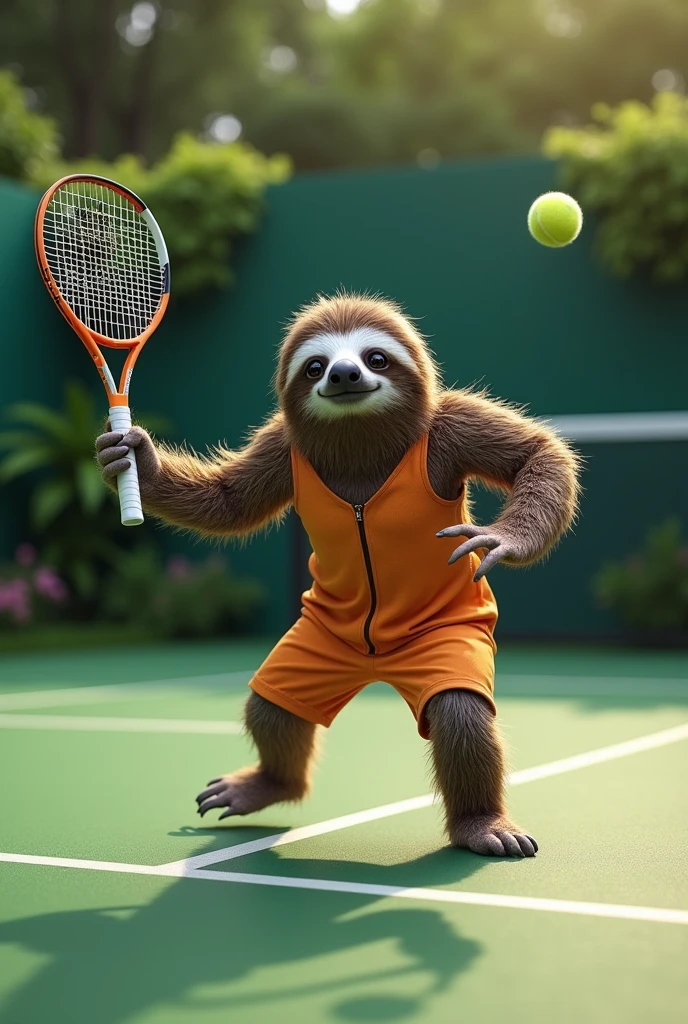 Sloth playing tennis