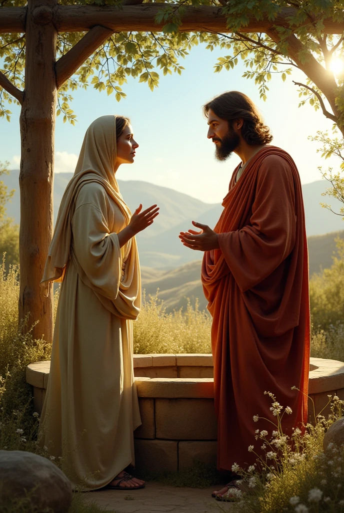 Jesus talking to the Samaritan woman