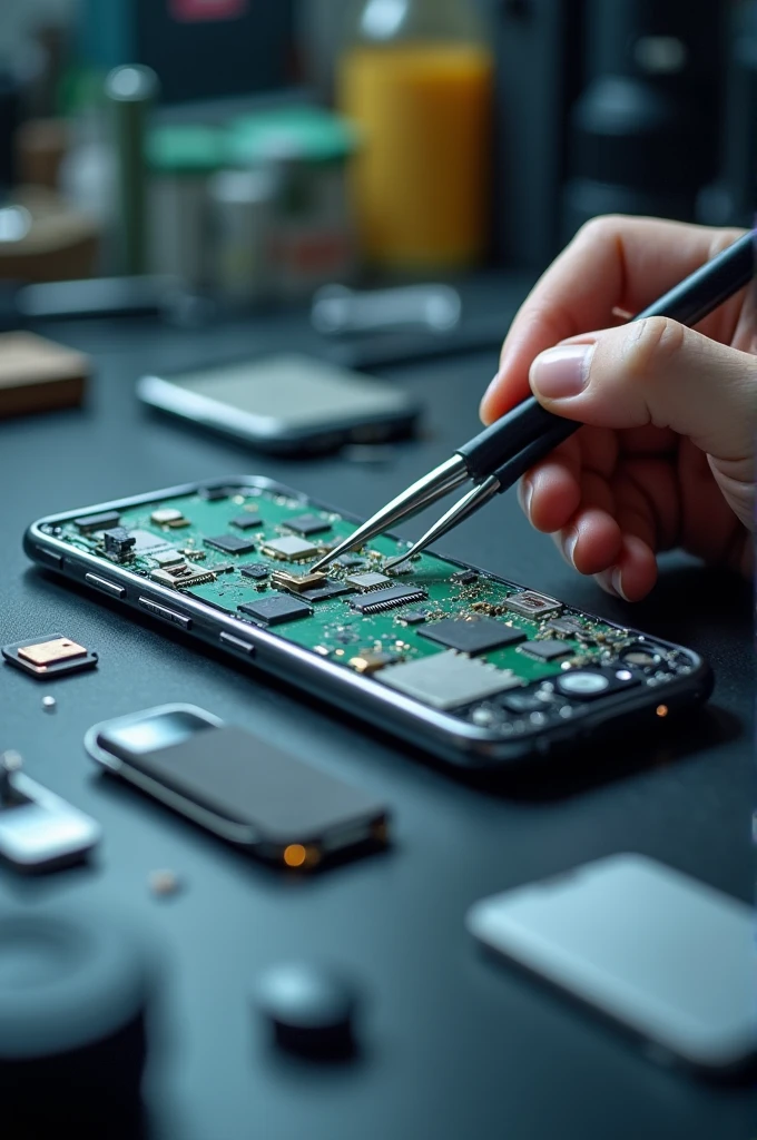 Mobile phone being repaired