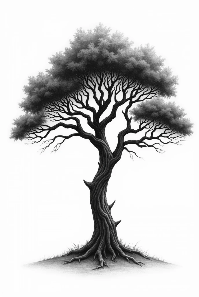 Dessin d'un autre bel arbre en noir et blanc