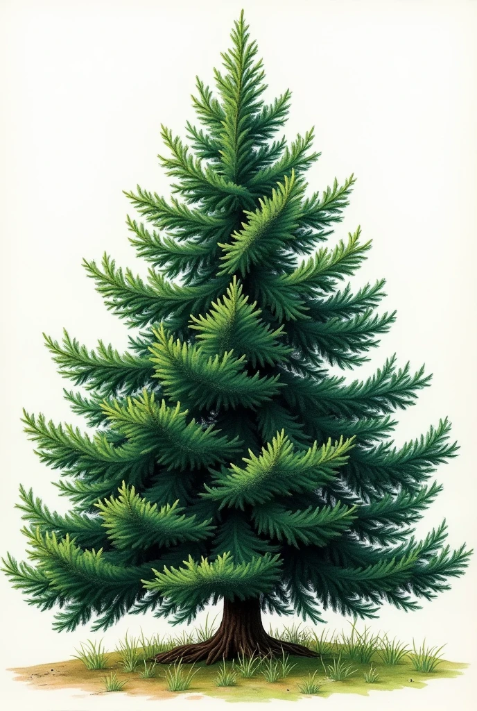 Drawing a realistic fir tree made with felt-tip pens 