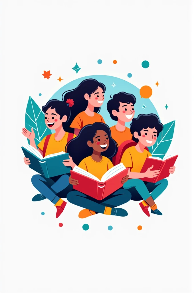 Logo for new ed tech company including students books and joy