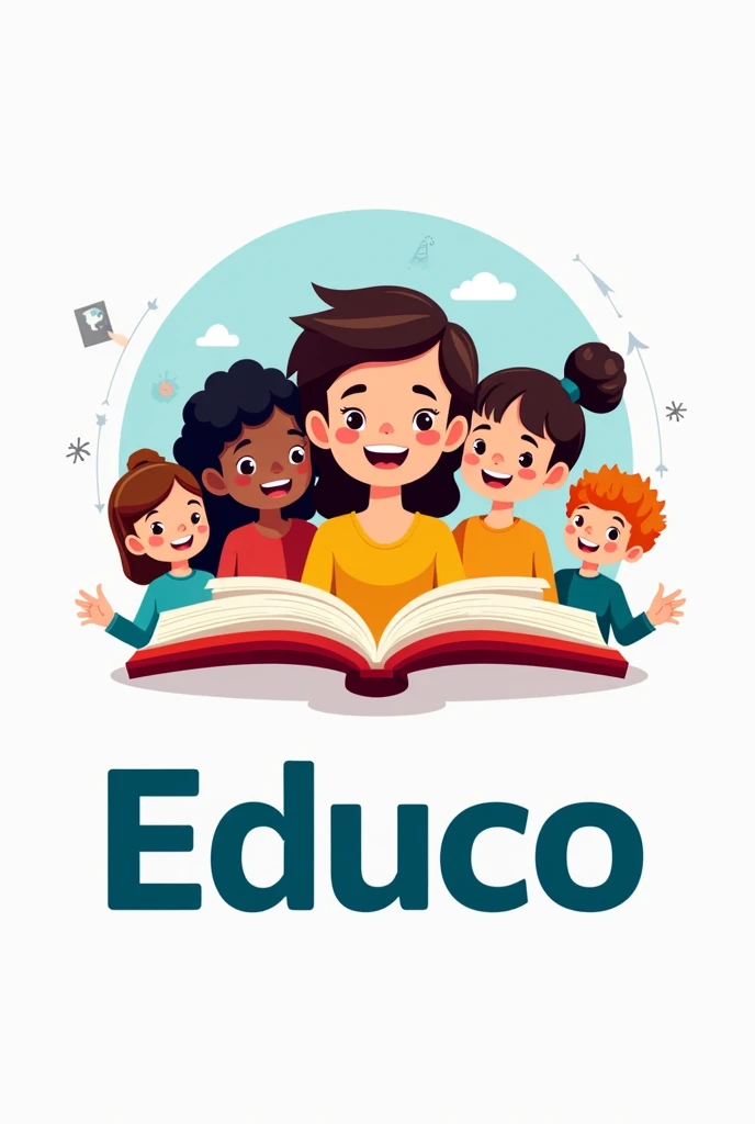 Logo for new ed tech company including students books and joy name is Educo