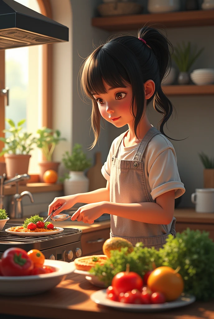 One girl Cooking