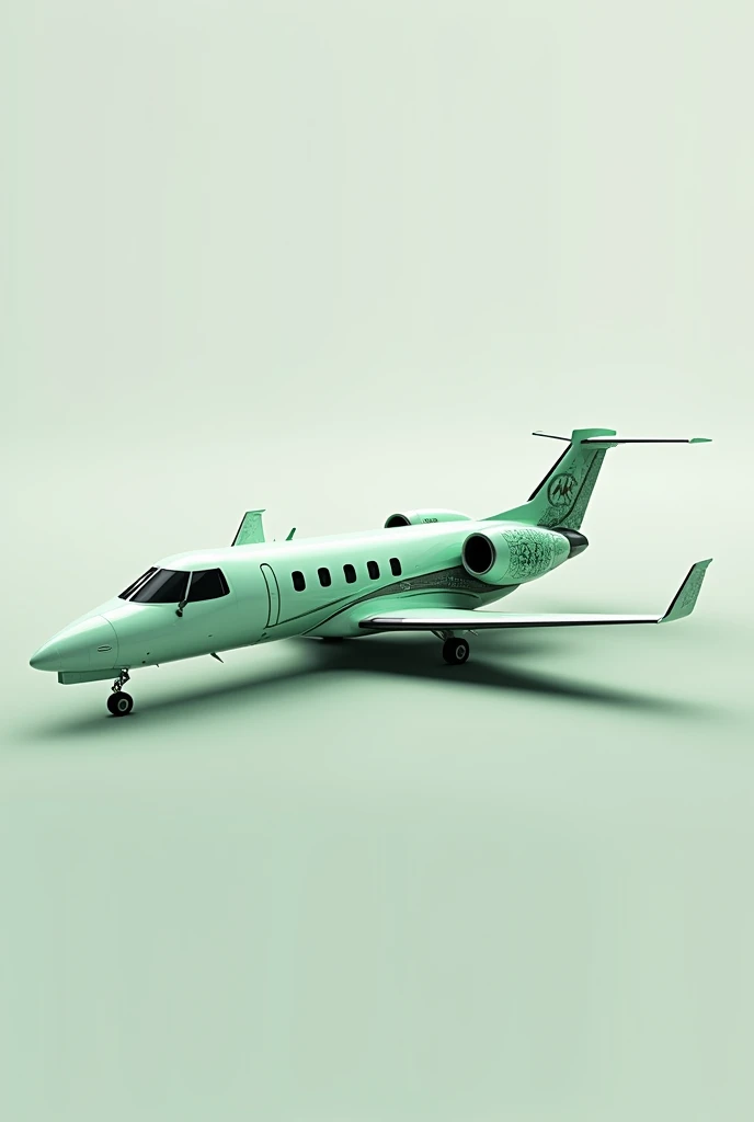 a uniform white 10 small plane with gradient green color, with tribal on its arm sleeves and transparent ak logo on its side