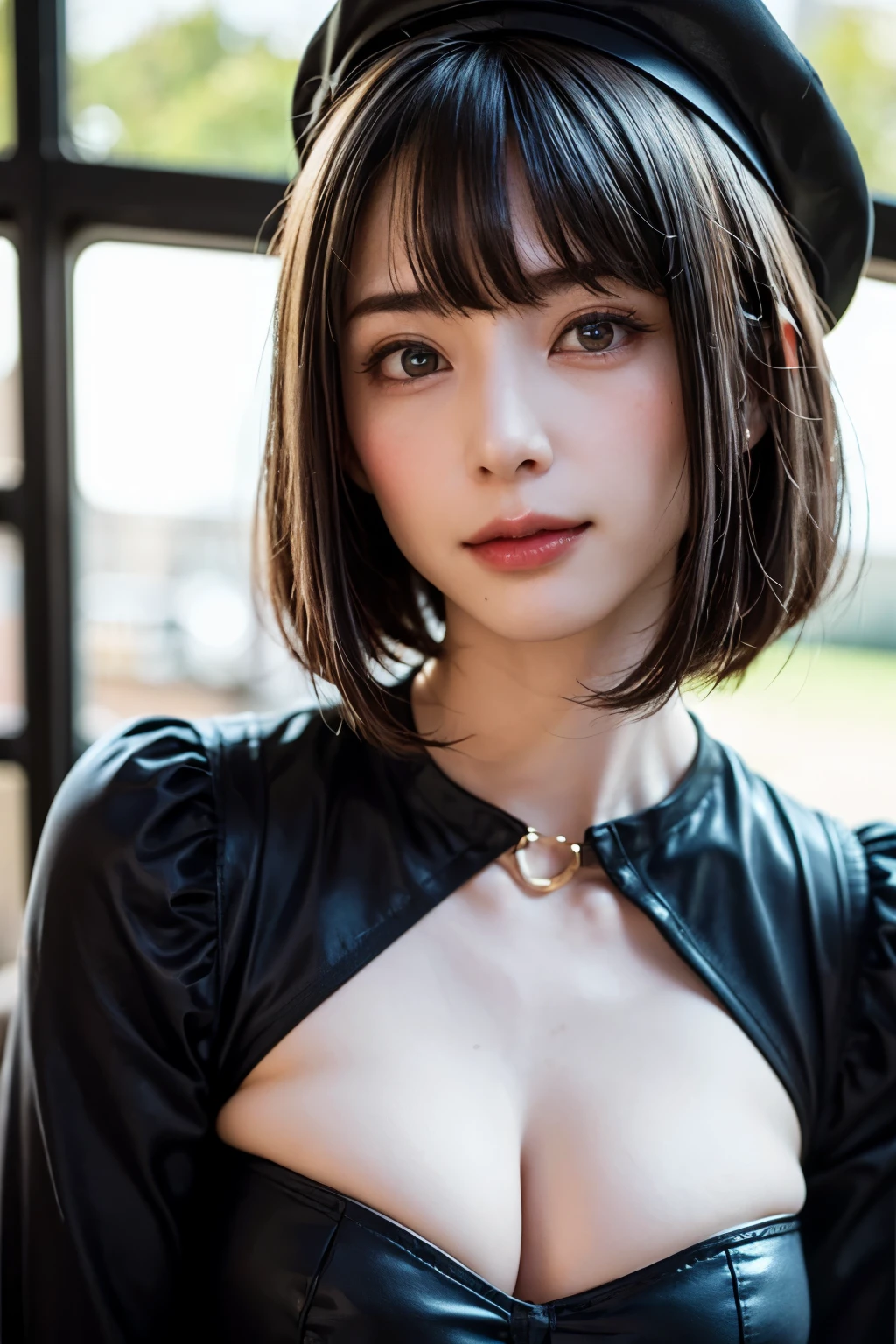 (software:1.8、masterpiece, highest quality),1 girl, alone, hyper Realistic, Realistic,Realistic, Looking at the audience, Light brown eyes:1.4,Brunette Short Bob Hair with highly detailed shiny hair, Brightly colored winter clothes, Lepangas:1.4), Outdoor, Mouth closed, Upper Body、big chest eye、eyelash、{Hugeな|big chest|Hugeなな|Mega} whole :2, chestの谷間:2、(((big chest eye、Short Bob Hair、Highlights from Students、Looking at the audience、She is very beautiful and cute、Show me your ears、Long neck、smile、Close your mouth and smile、Bangs and beautiful teeth)))、Ideal body type、（Norway covered in snow in winter）、美しいLong neck:1.4、(({Huge|big|Hugeな|Mega} chest, chestの谷間:2))、(((Portraiture:2)))、Perfect Anatomy