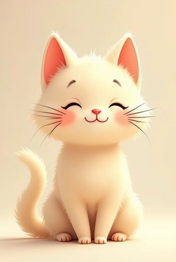 cute cream colored cat,Smooth background, 16 Emoticons, Anthropomorphic style, disney style, Black strokes, 10,--Nichi 5,Disney Pixar
