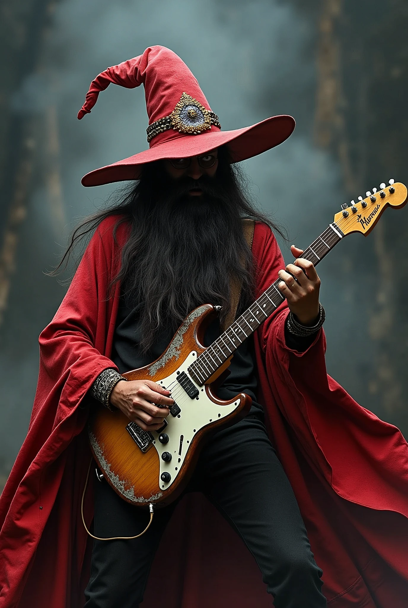 heavy metal wizard, electric guitar