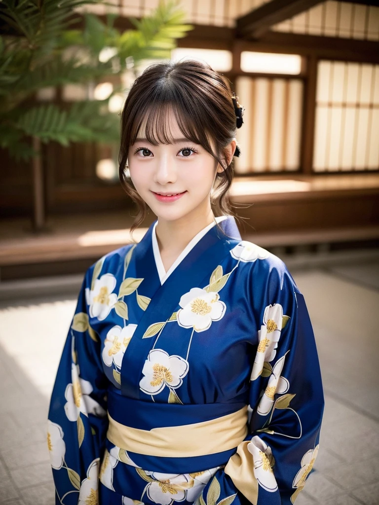 (Wearing a beautiful yukata)、Masterpiece:1.5、Highest quality:1.5、Beautiful Japanese、Beautiful detailsまinこだわった目、Highest quality, 超High resolution, (reality:1.2), Cinema Lighting、(Beautiful Japanese Women:18-year-old)、 Beautiful Face、Beautiful Skin、(Looking at the audience)、(Surreal)、(High resolution)、(8k)、(Very detailed)、(Beautiful details)、(Very detailed)、 (wallpaper)、Detailed face、Bright lighting、Professional Lighting、smile, vfin3