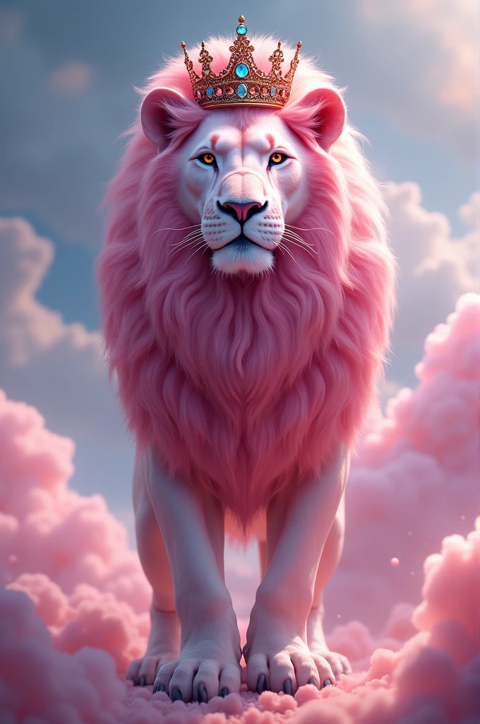 Pink lion with crown