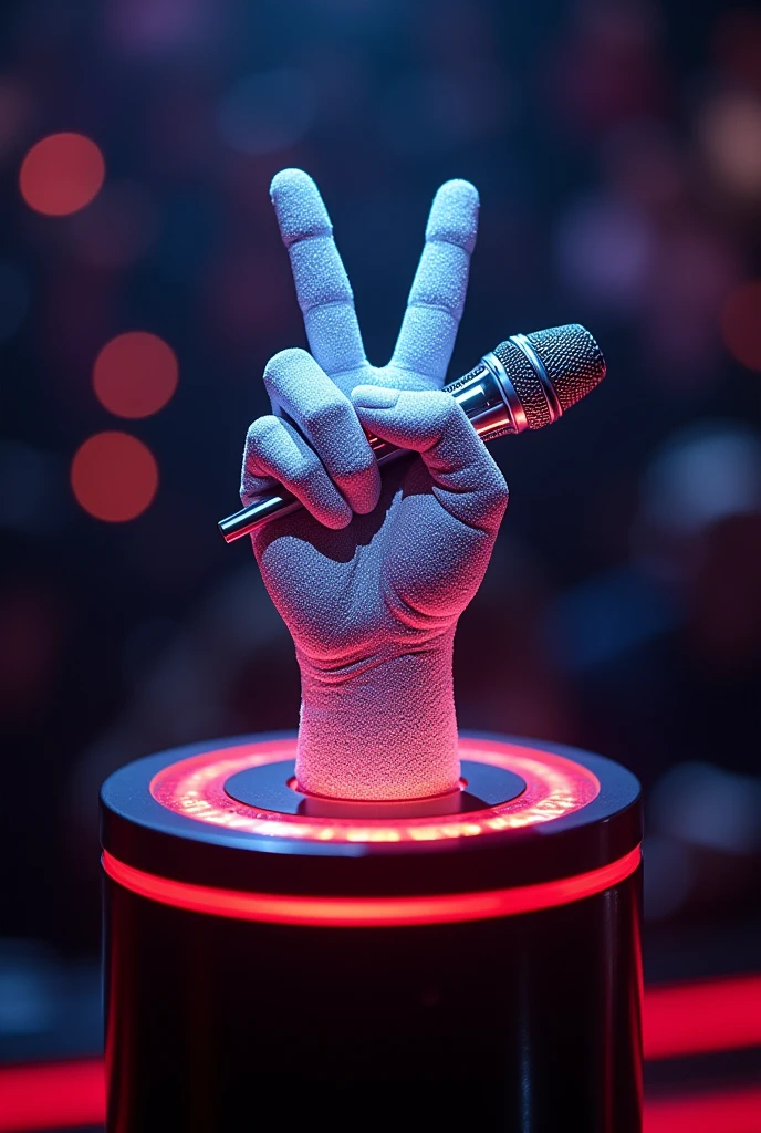 Créé une image du buzzer de l'émission "the Voice", il doit être scintillant parce qu'un coach a buzzé ! en mode paysage