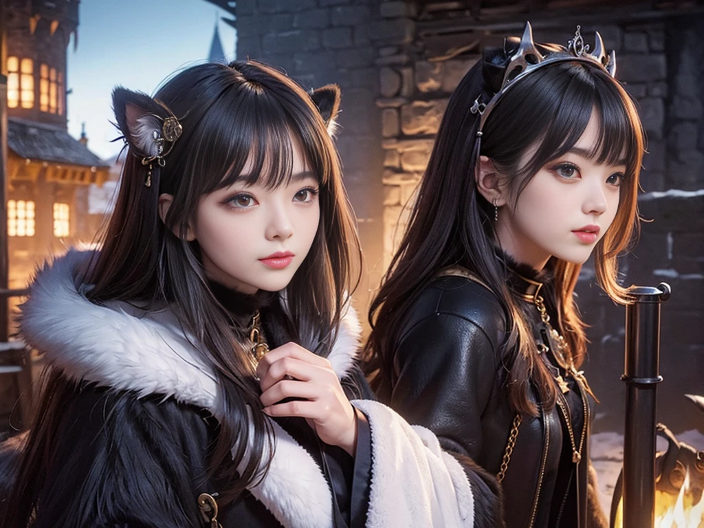 (((Fur Mistress)))。fluffy、Watching the audience、(((The dungeons of the old castle)))、Fur coat。