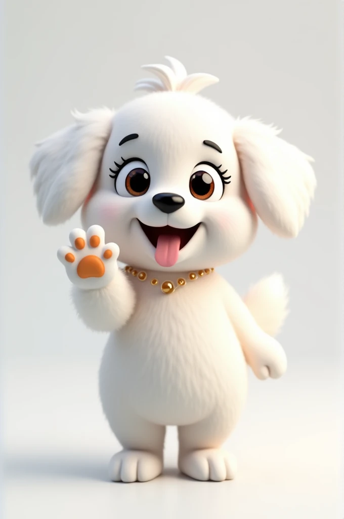 Masterpiece, Best quality, 3d, a cute white doggy, waving at me, catoon, reality