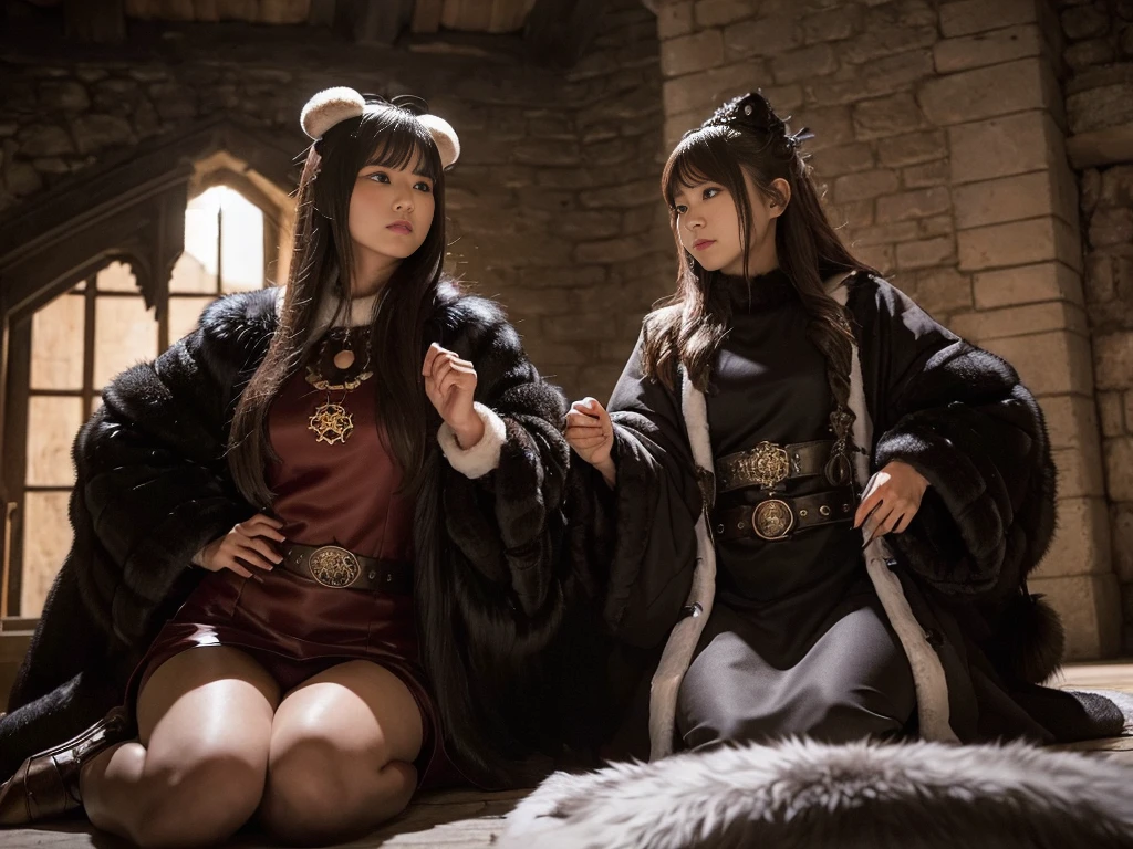 (((Fur Mistress)))。fluffy、Watching the audience、(((The dungeons of the old castle)))、Fur coat。